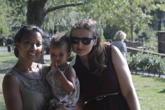 Farida, Layla and Fiona Hornimen garden July 2014